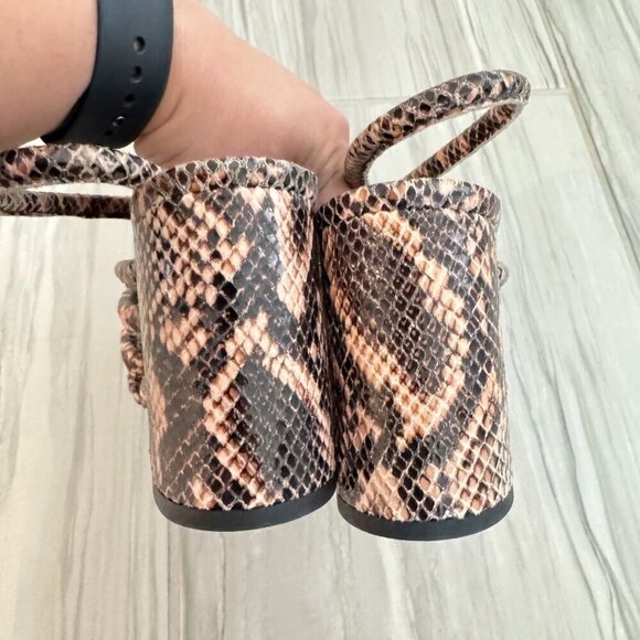 Free People Colette Caged Sandals Snakeskin Python Heels Party Dressy Tan Size 6 - Picture 5 of 10